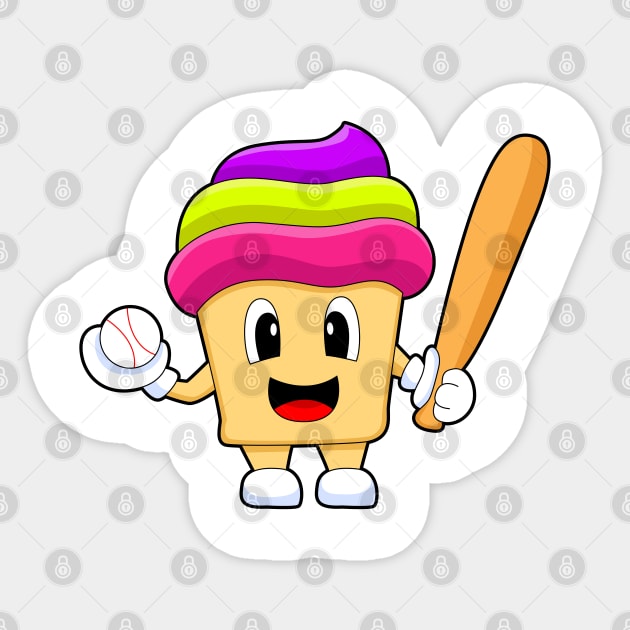 Cupcake Baseball Baseball bat Sticker by Markus Schnabel